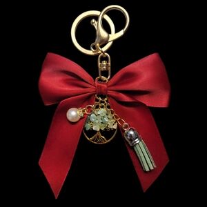 Crystal Tree Of Life Satin Bow Bag Charm